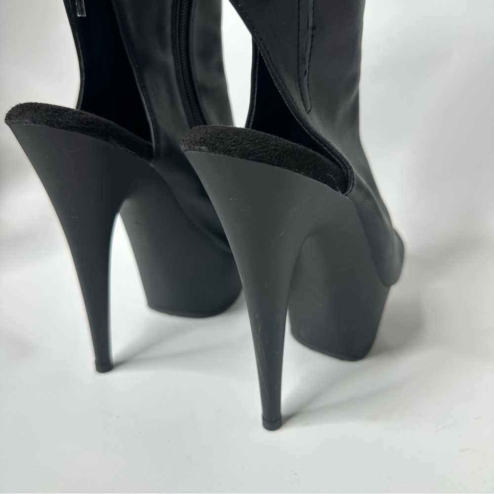 Pleaser Delight 1018 Black Peep-Toe Platform Stiletto Boots size 6 - Picture 7 of 10